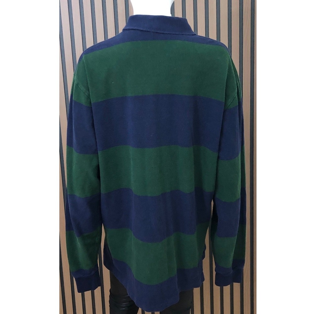 Polo Ralph Lauren Rugby Men's Shirt Long Sleeve Striped Logo XL Green Navy‎ - Picture 3 of 10